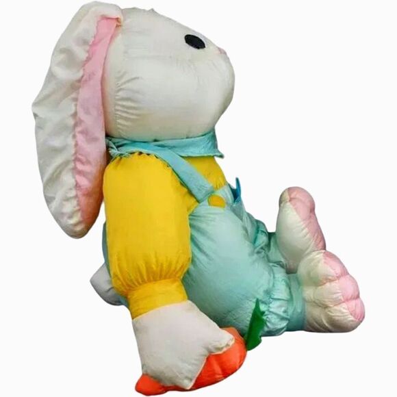 Vtg Intl Silver Co Nylon Bunny Carrot Puffalump Style Plush Stuffed Animal 10 In - Picture 7 of 12